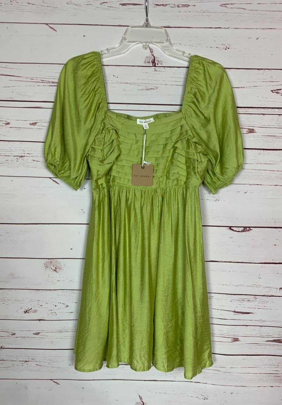 Blu Pepper Boutique Women's M Medium Green Short Sleeve Mini Dress NEW With TAGS